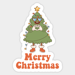 Merry christmas funky groovy christmas tree Sticker